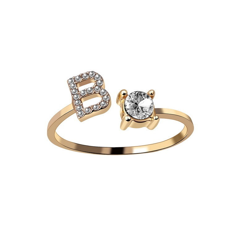 💍Verstellbarer Initialen-Ring mit Zirkonia (A–Z)