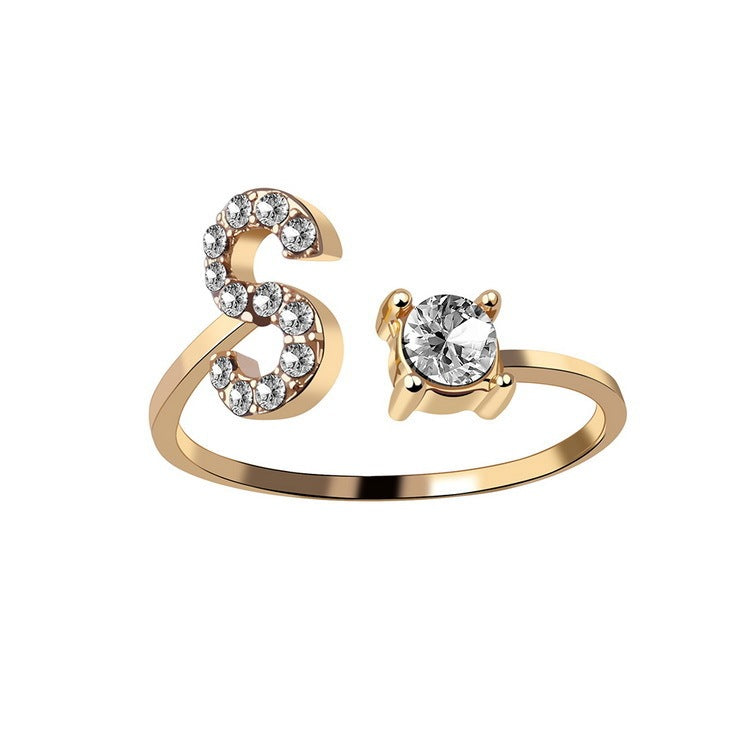 💍Verstellbarer Initialen-Ring mit Zirkonia (A–Z)