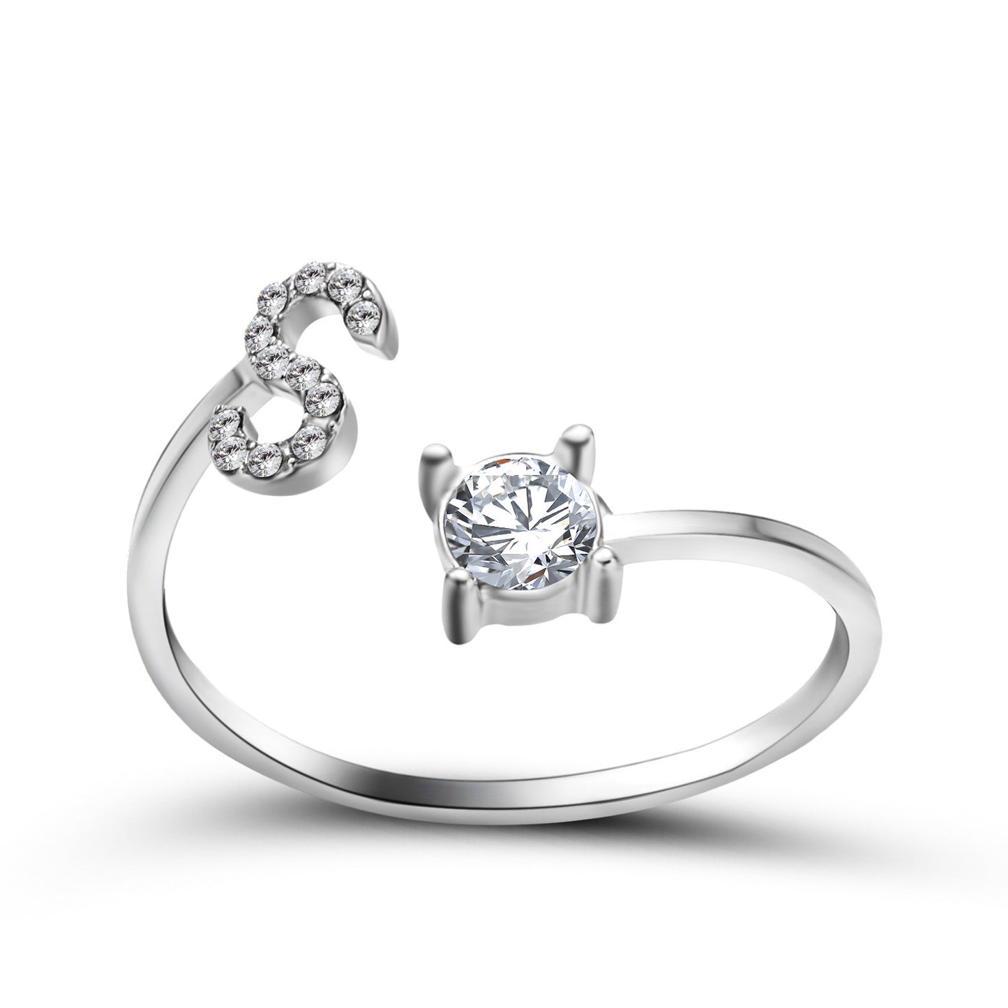 💍Verstellbarer Initialen-Ring mit Zirkonia (A–Z)
