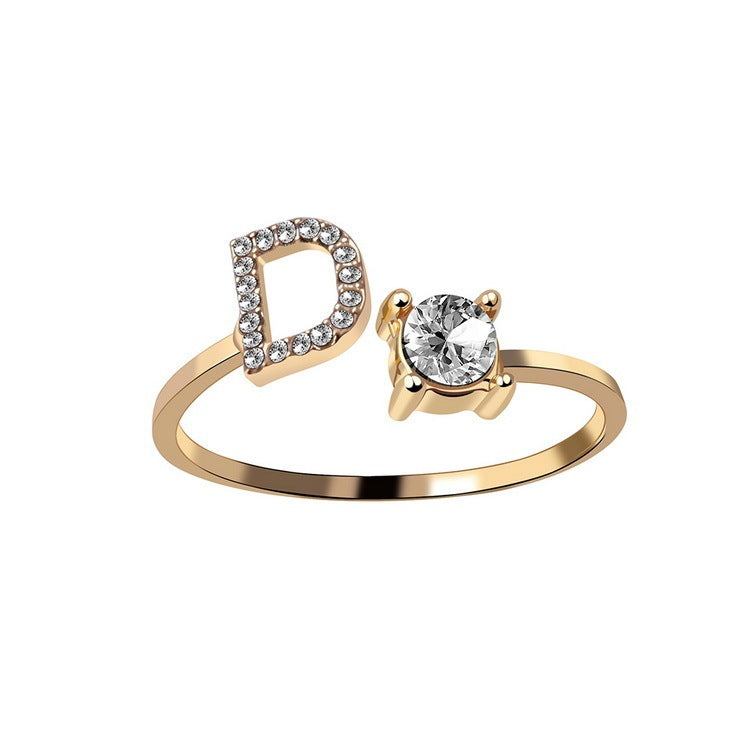 💍Verstellbarer Initialen-Ring mit Zirkonia (A–Z)