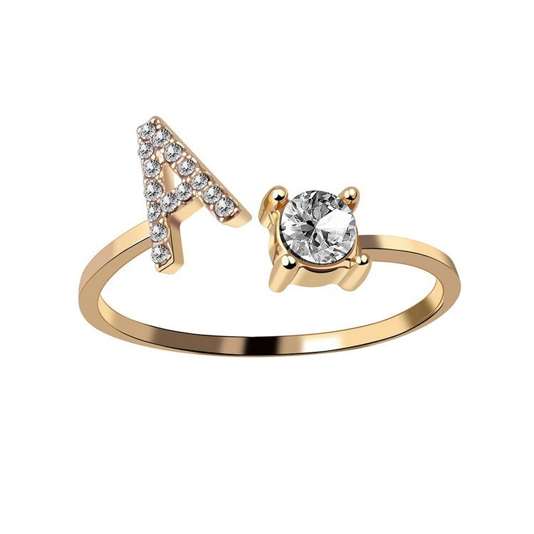 💍Verstellbarer Initialen-Ring mit Zirkonia (A–Z)