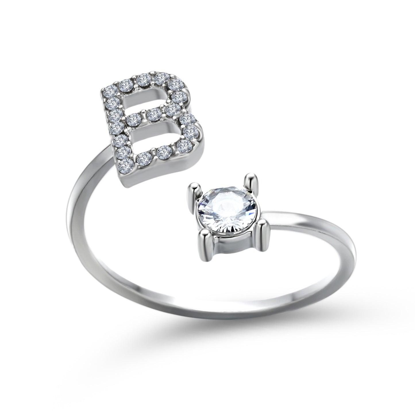 💍Verstellbarer Initialen-Ring mit Zirkonia (A–Z)