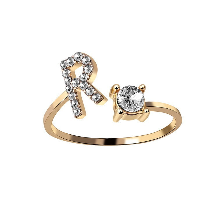 💍Verstellbarer Initialen-Ring mit Zirkonia (A–Z)