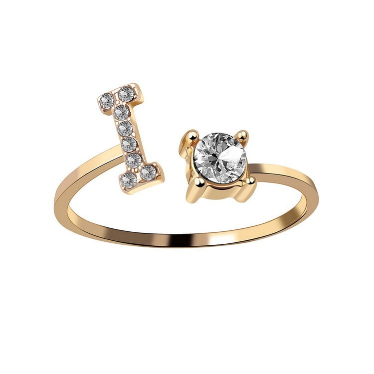 💍Verstellbarer Initialen-Ring mit Zirkonia (A–Z)