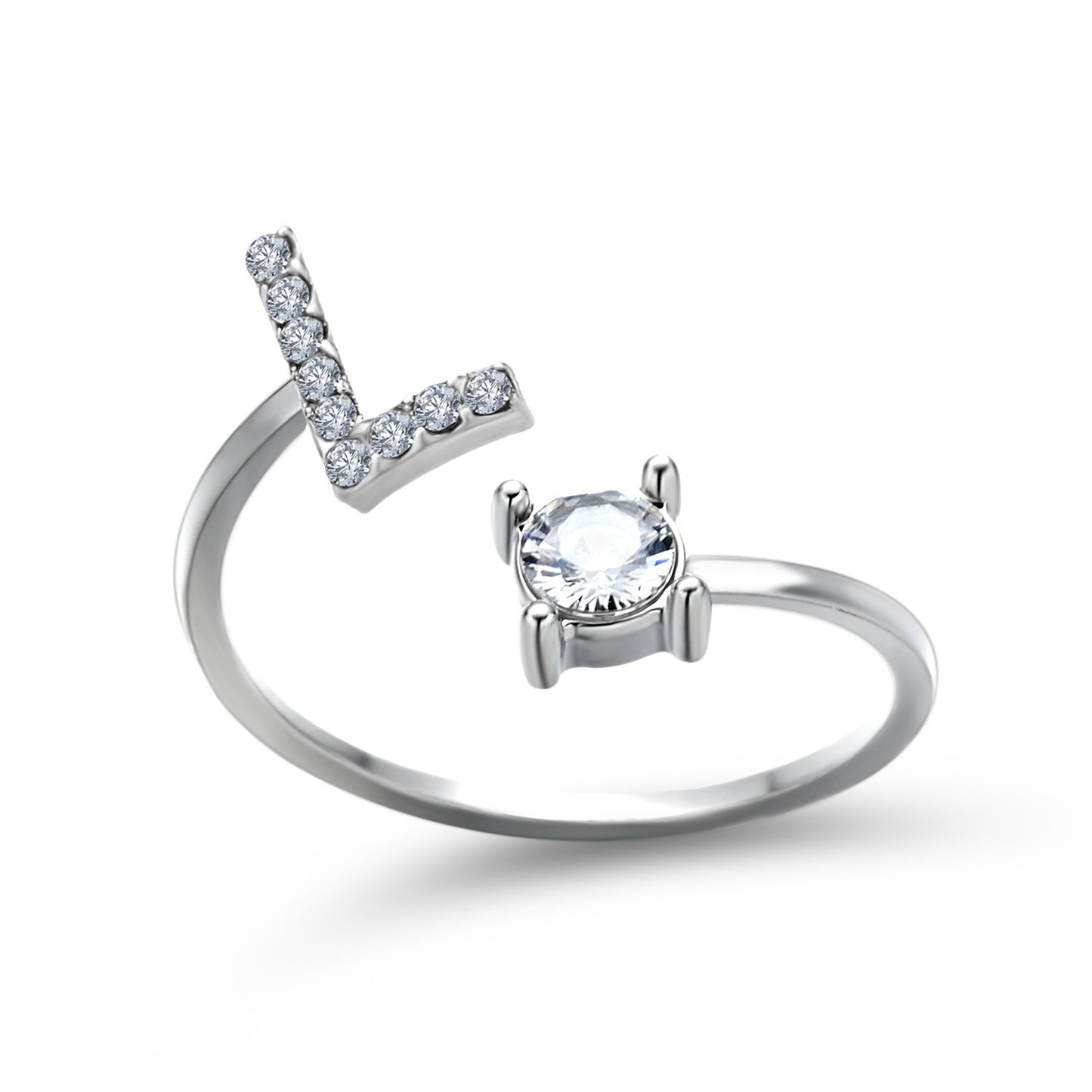 💍Verstellbarer Initialen-Ring mit Zirkonia (A–Z)