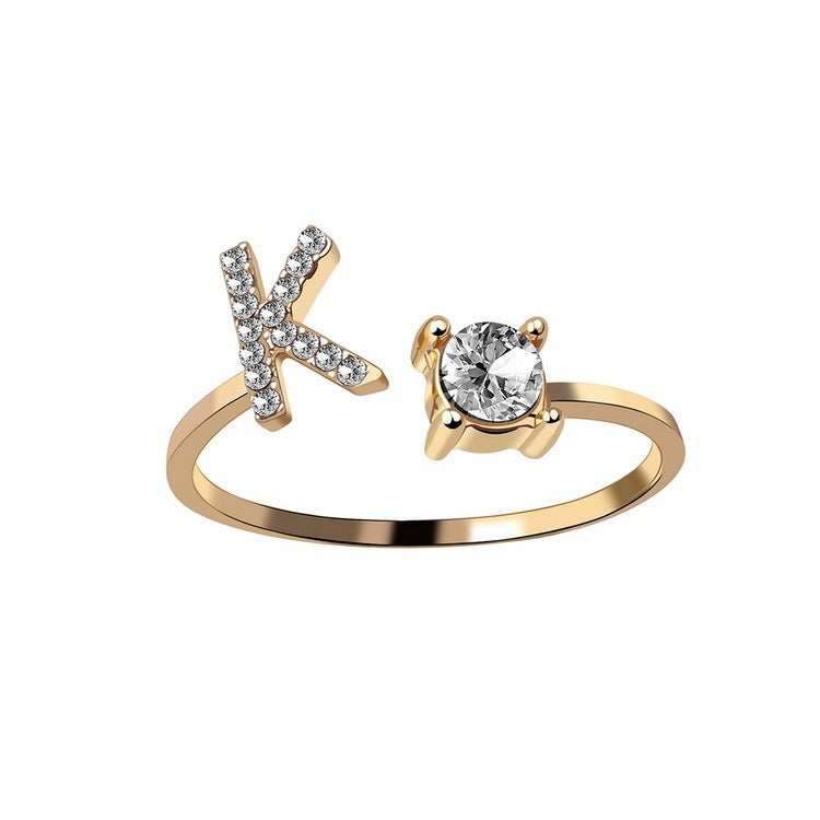 💍Verstellbarer Initialen-Ring mit Zirkonia (A–Z)