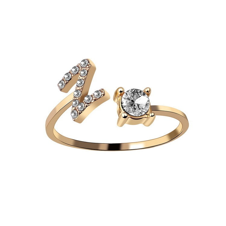 💍Verstellbarer Initialen-Ring mit Zirkonia (A–Z)