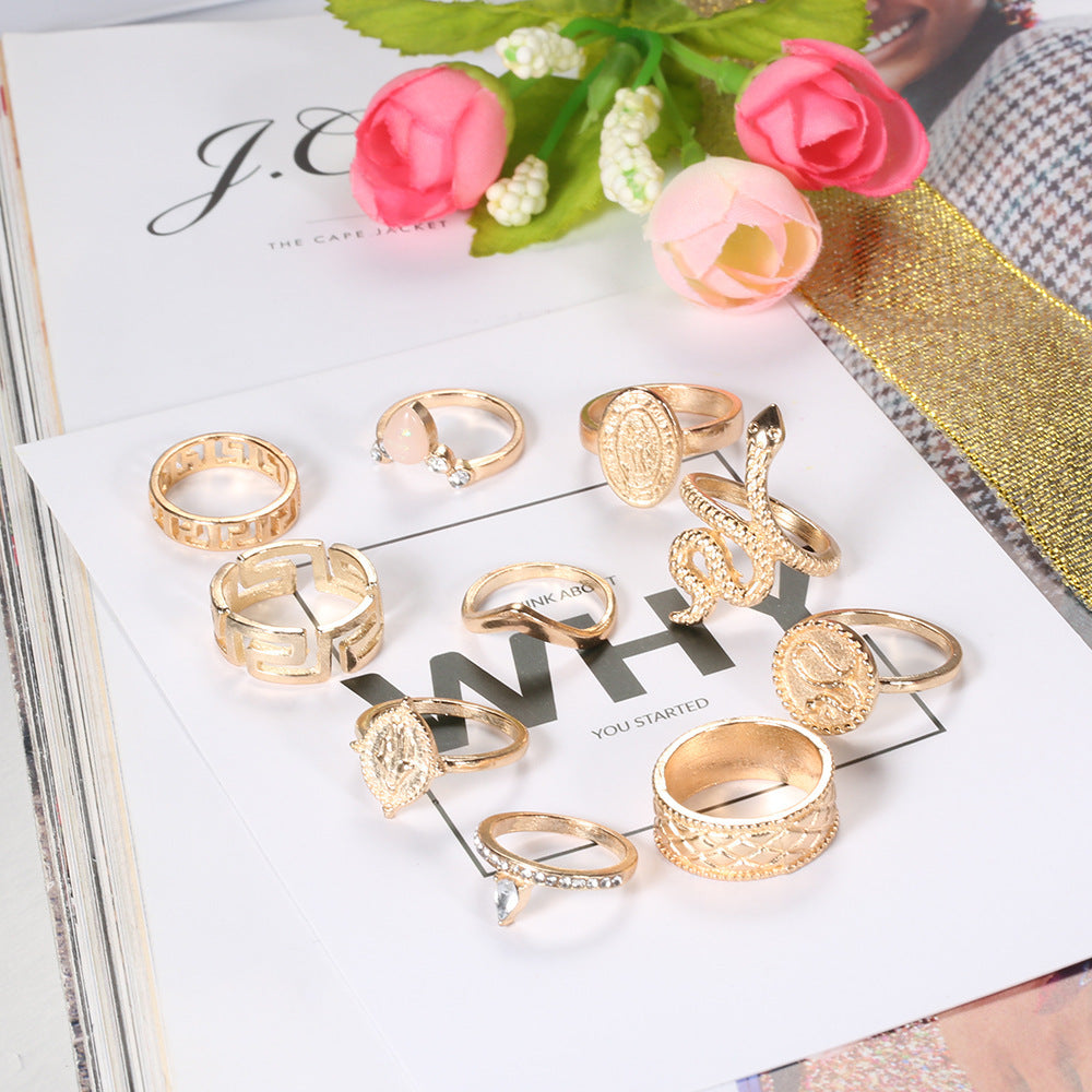 💎 10-teiliges Statement-Ringset im Diamant-Stil