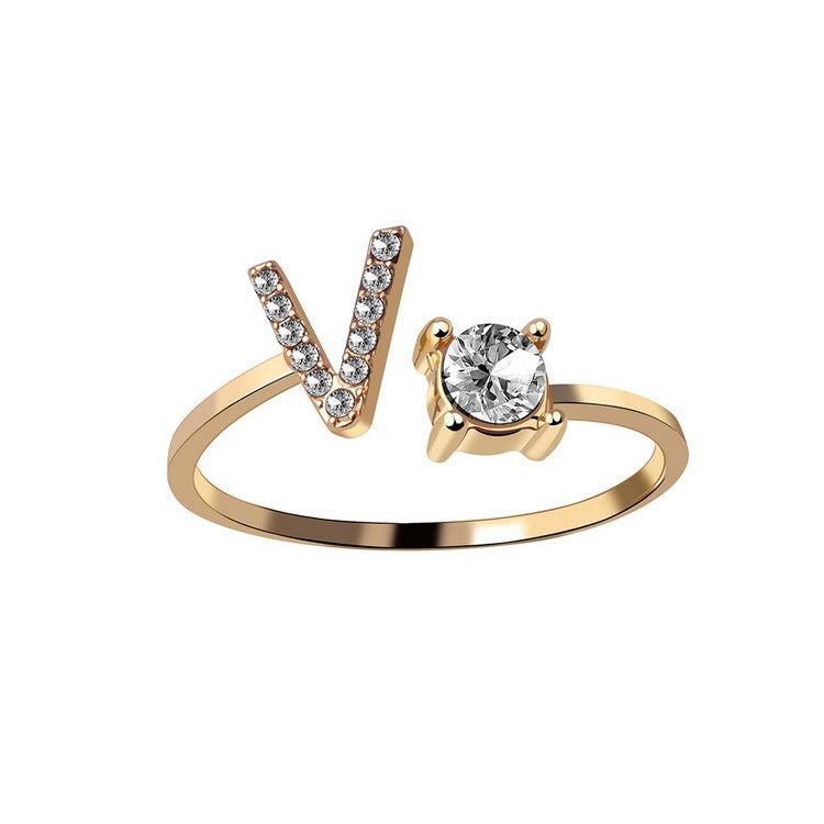 💍Verstellbarer Initialen-Ring mit Zirkonia (A–Z)