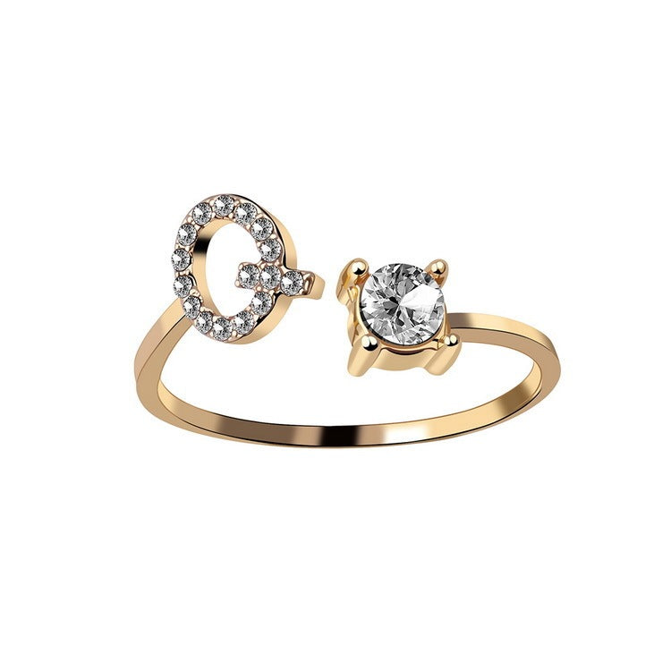 💍Verstellbarer Initialen-Ring mit Zirkonia (A–Z)