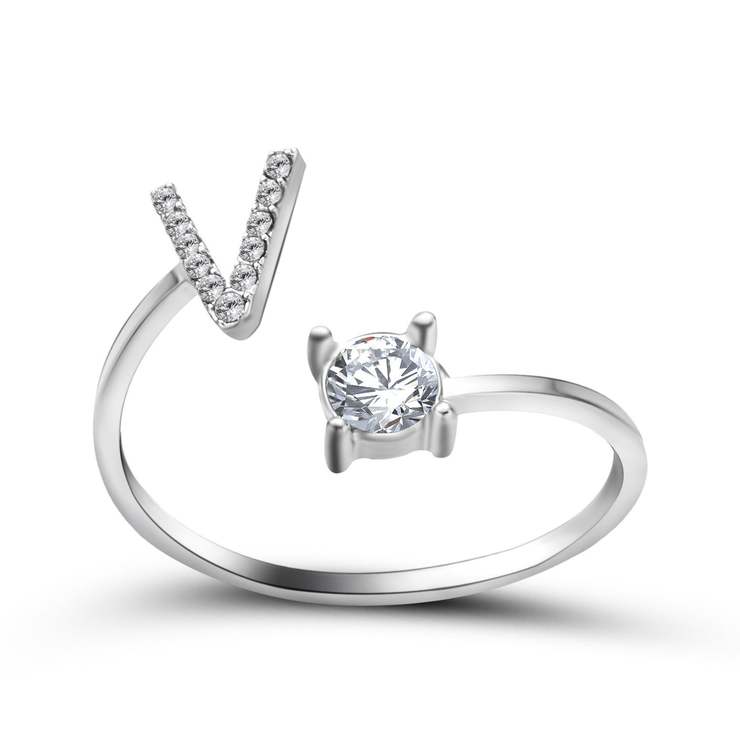 💍Verstellbarer Initialen-Ring mit Zirkonia (A–Z)