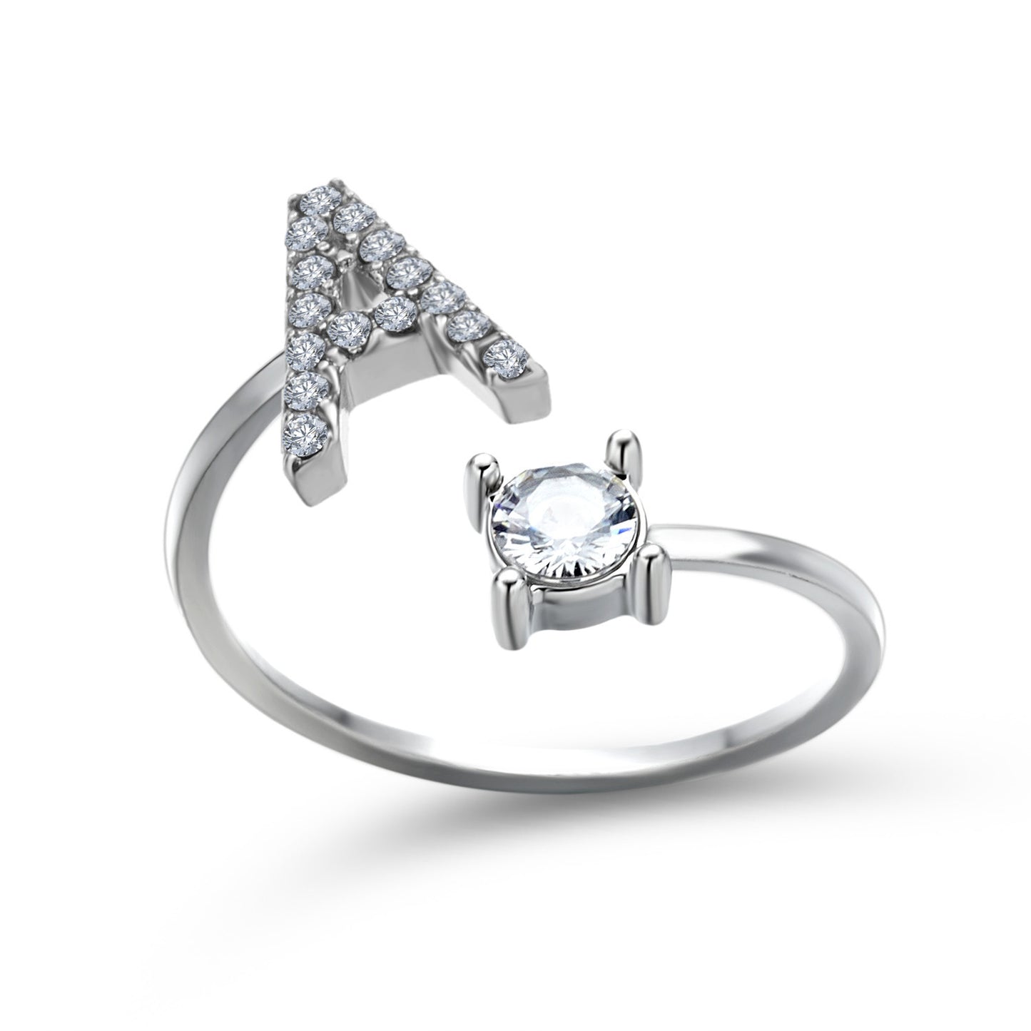 💍Verstellbarer Initialen-Ring mit Zirkonia (A–Z)