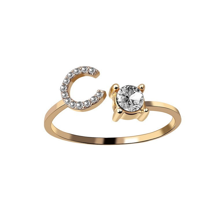 💍Verstellbarer Initialen-Ring mit Zirkonia (A–Z)