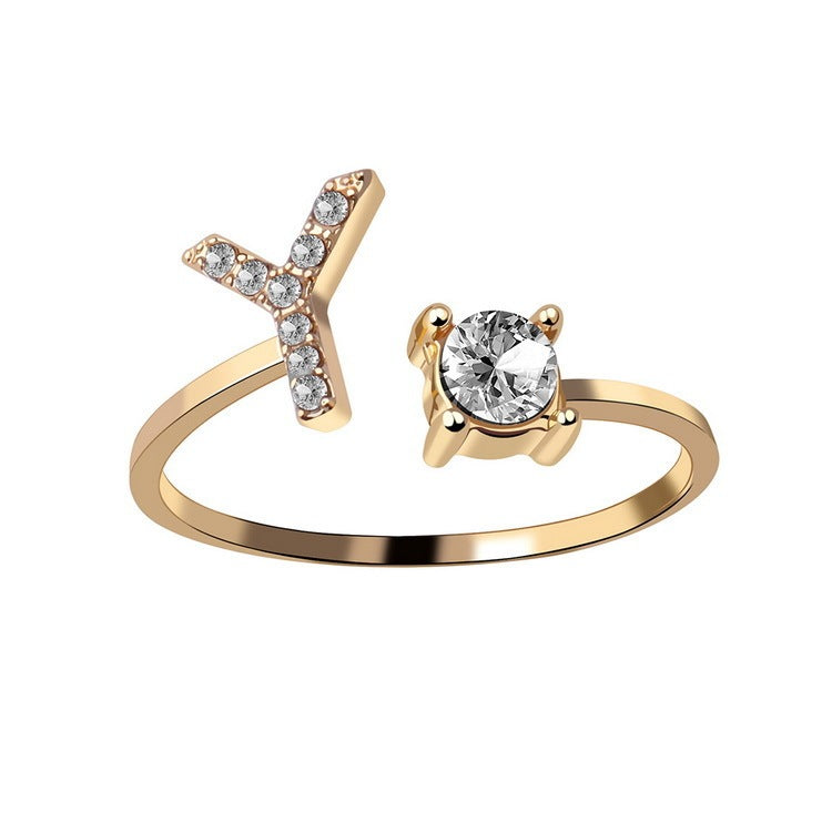 💍Verstellbarer Initialen-Ring mit Zirkonia (A–Z)
