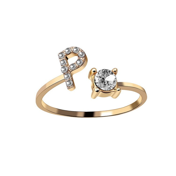 💍Verstellbarer Initialen-Ring mit Zirkonia (A–Z)