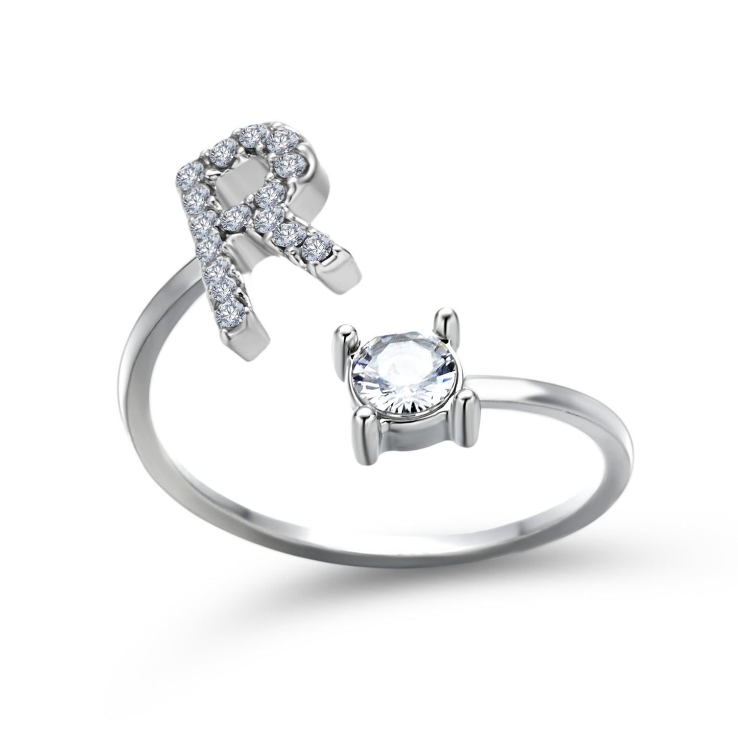 💍Verstellbarer Initialen-Ring mit Zirkonia (A–Z)