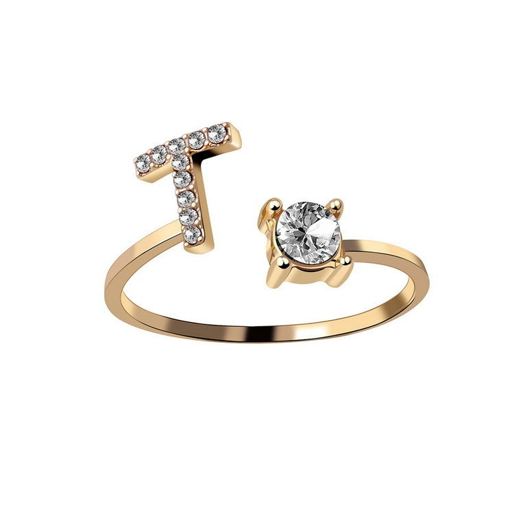 💍Verstellbarer Initialen-Ring mit Zirkonia (A–Z)
