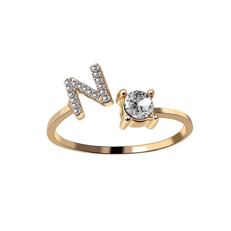 💍Verstellbarer Initialen-Ring mit Zirkonia (A–Z)