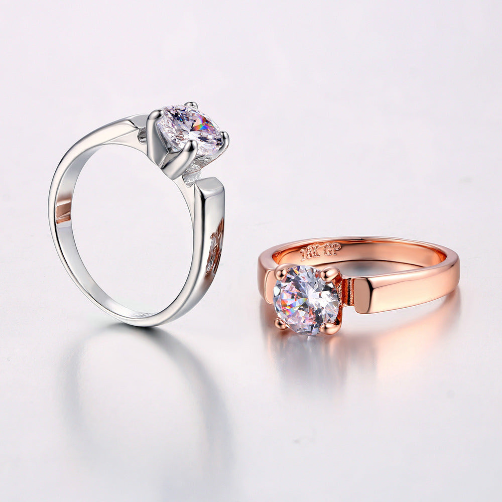 💍Rosévergoldeter Zirkonia-Ring im Solitär-Stil