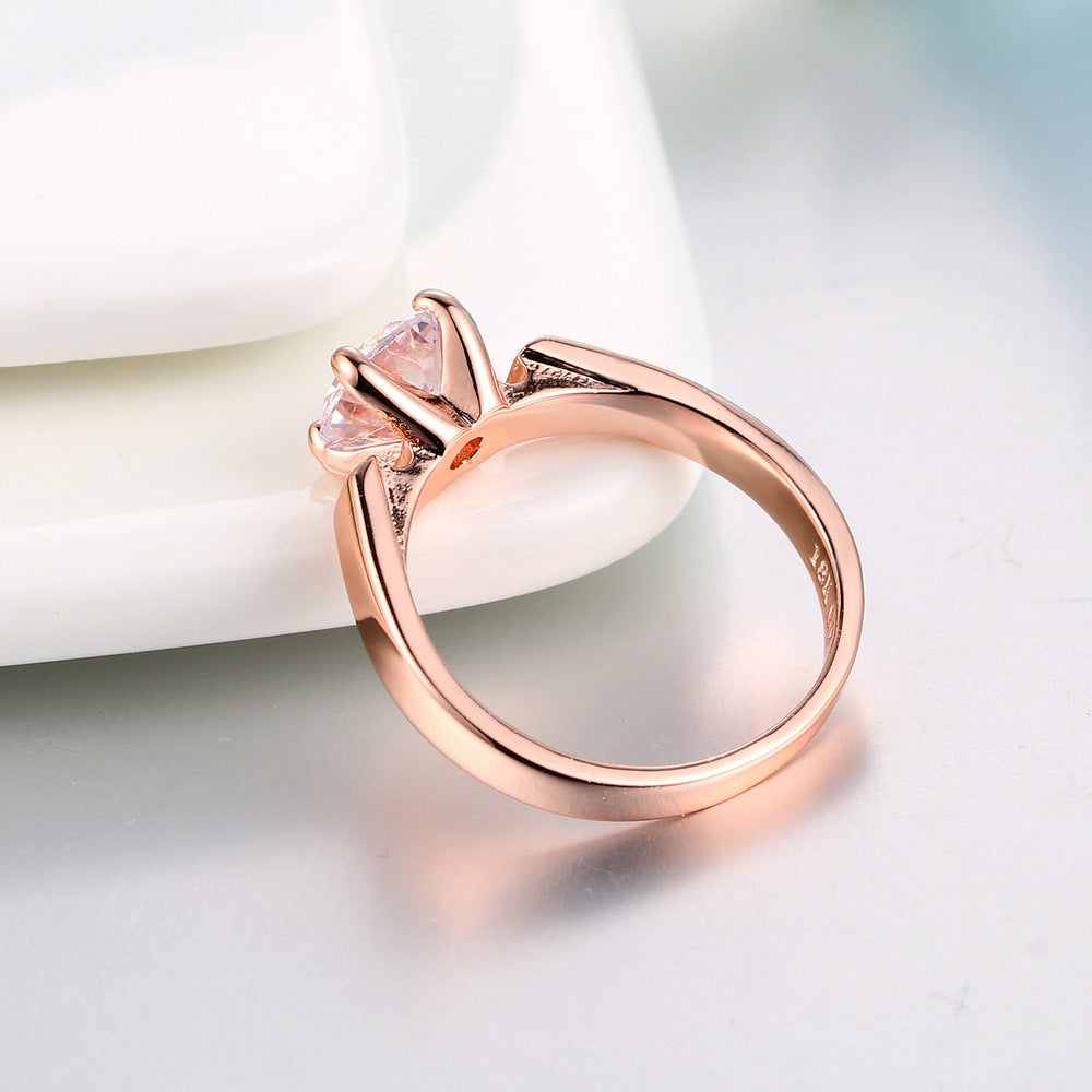 💍Rosévergoldeter Zirkonia-Ring im Solitär-Stil