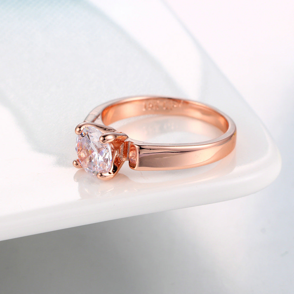 💍Rosévergoldeter Zirkonia-Ring im Solitär-Stil