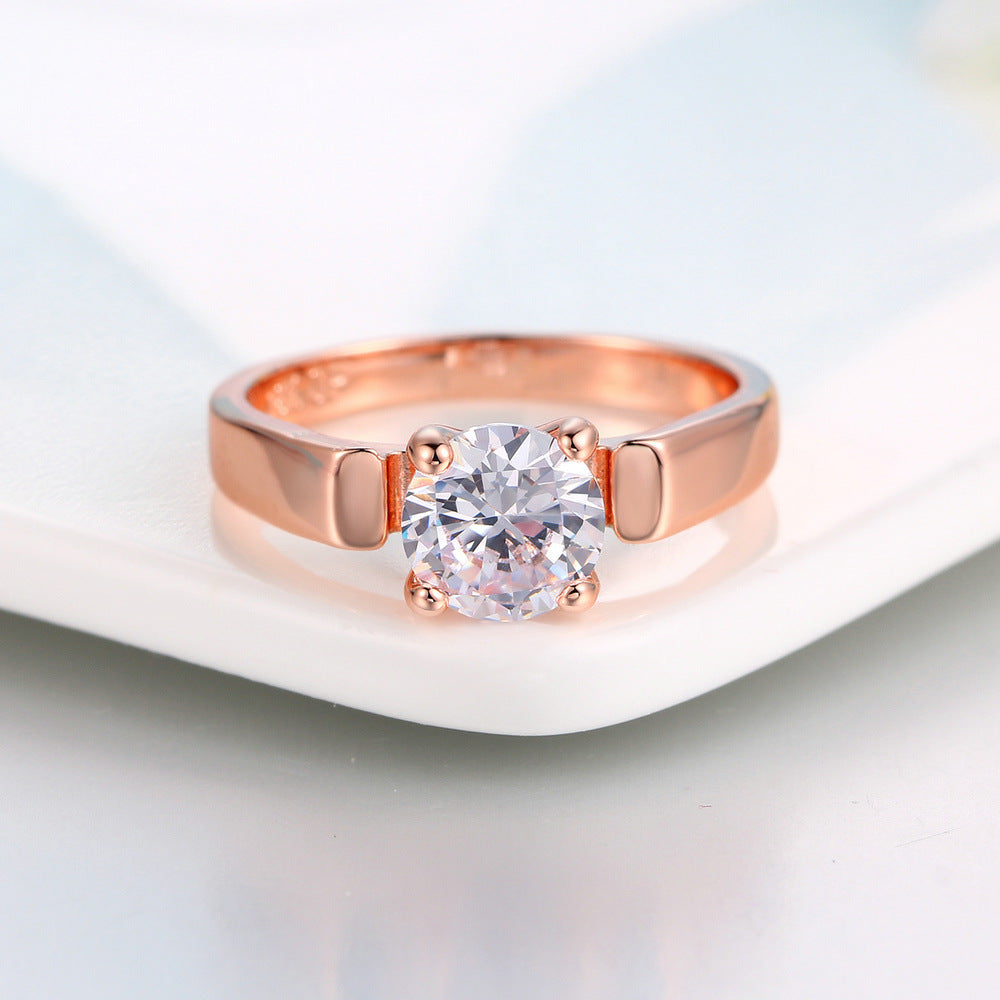 💍Rosévergoldeter Zirkonia-Ring im Solitär-Stil