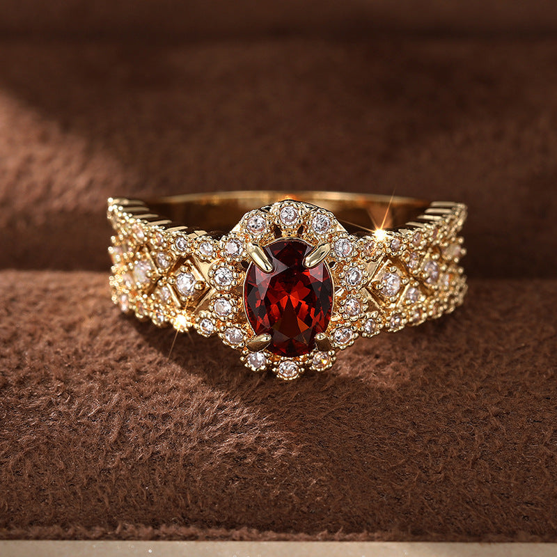 💍Eleganter Ring mit rotem Zirkonia