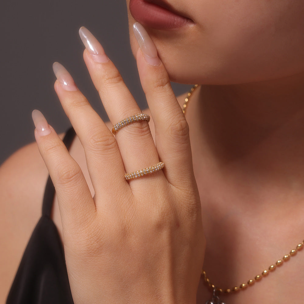18K Gold-Optik Ring mit Perlendetail