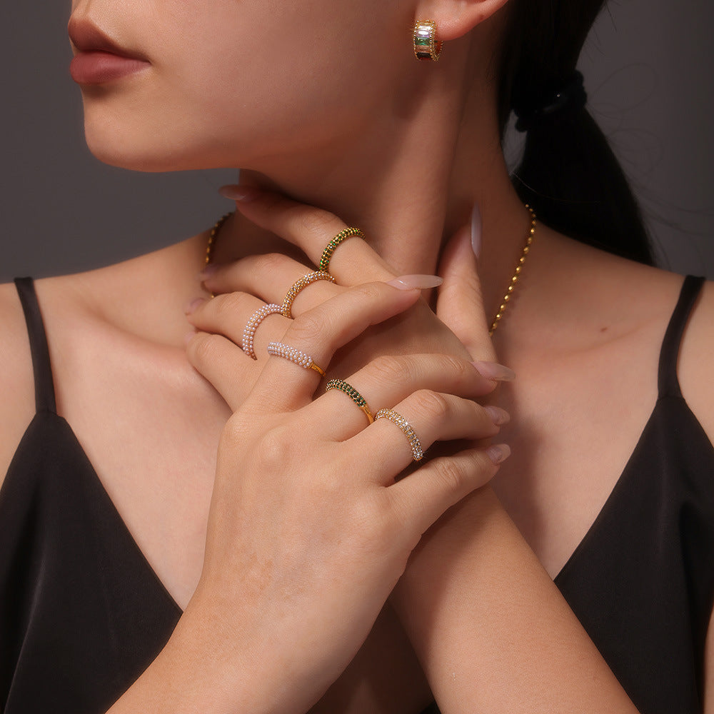 18K Gold-Optik Ring mit Perlendetail