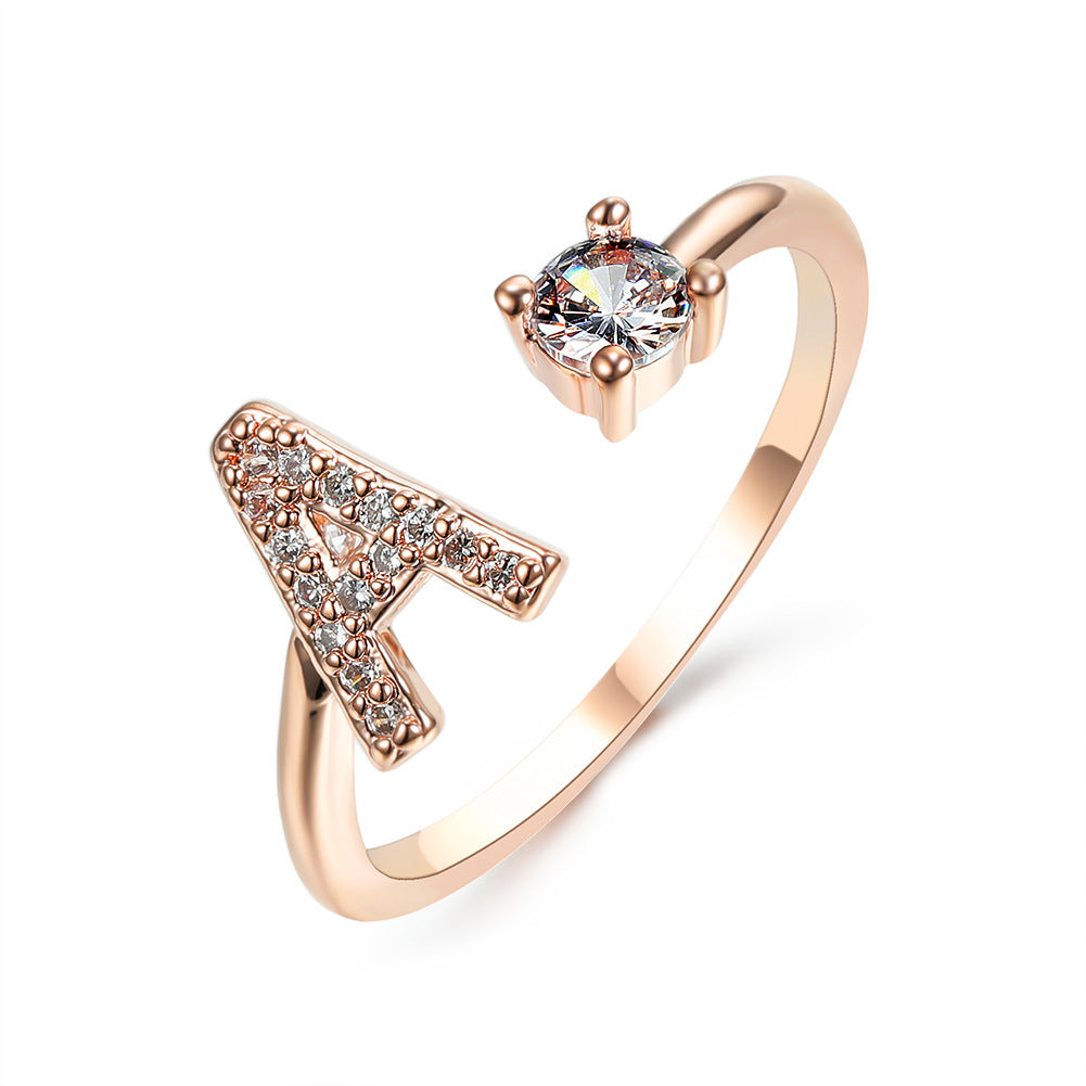 💍Verstellbarer Initialen-Ring mit Zirkonia (A–Z)