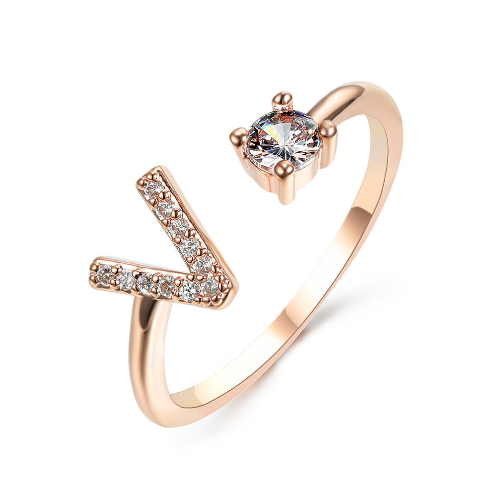 💍Verstellbarer Initialen-Ring mit Zirkonia (A–Z)