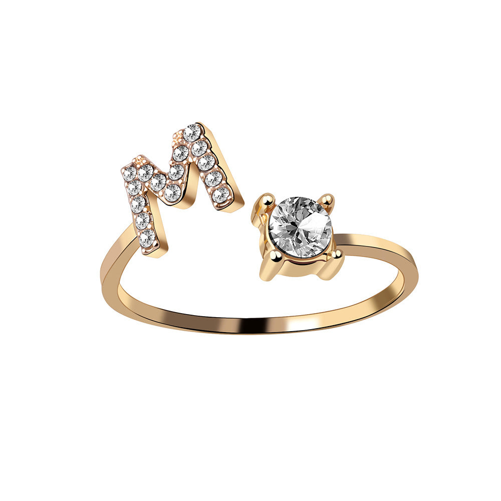 💍Verstellbarer Initialen-Ring mit Zirkonia (A–Z)
