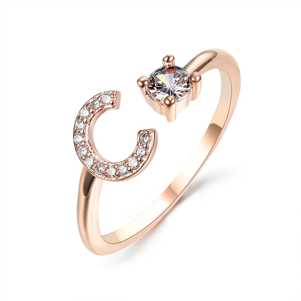💍Verstellbarer Initialen-Ring mit Zirkonia (A–Z)