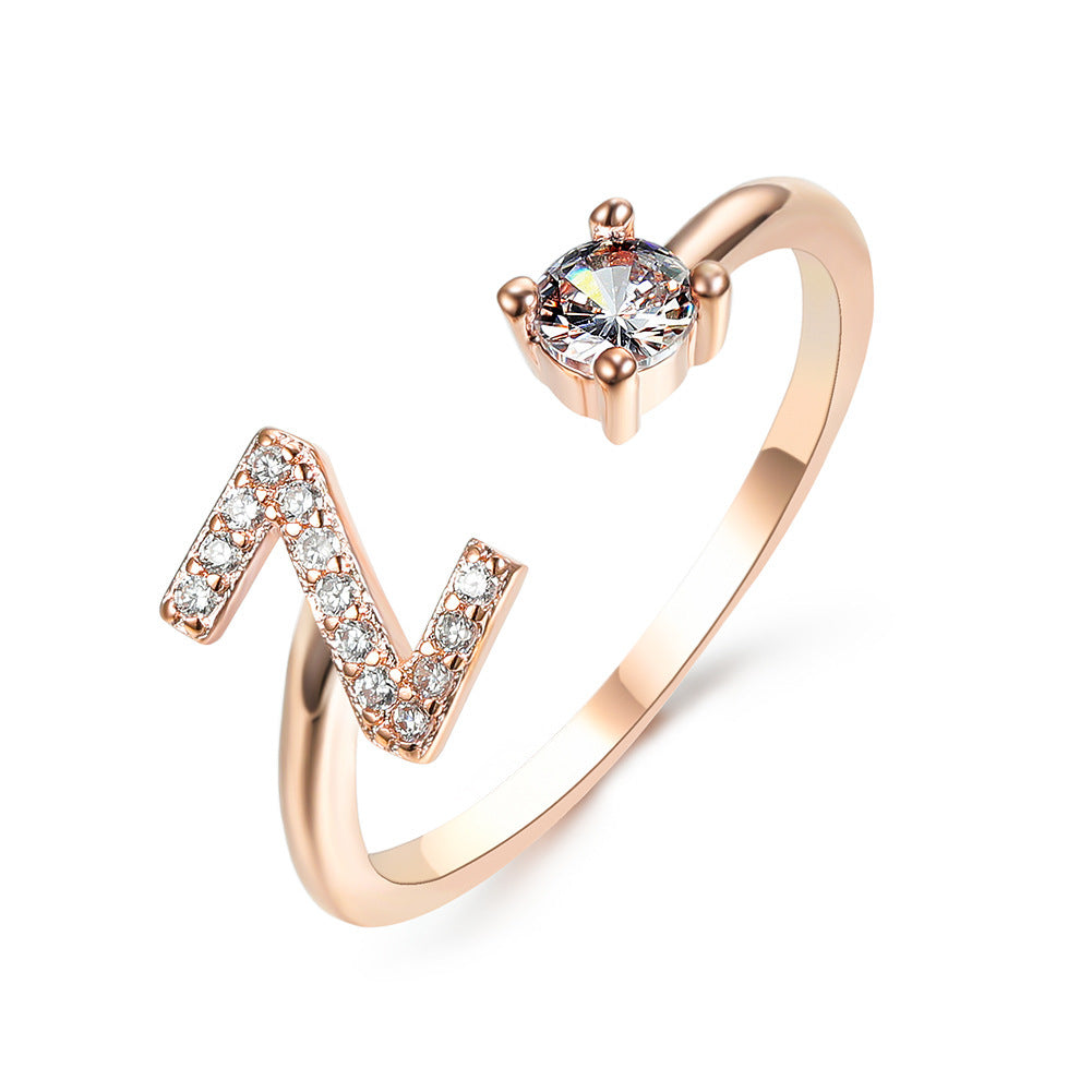 💍Verstellbarer Initialen-Ring mit Zirkonia (A–Z)