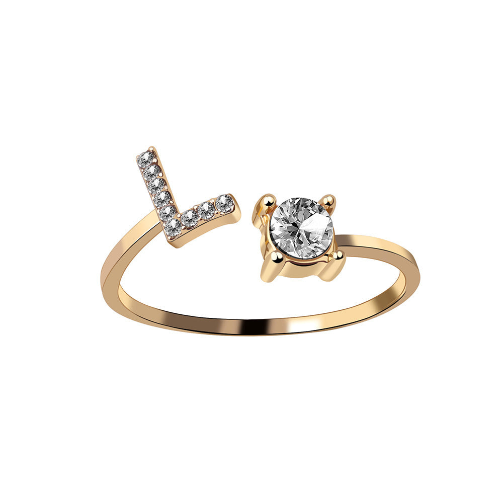 💍Verstellbarer Initialen-Ring mit Zirkonia (A–Z)