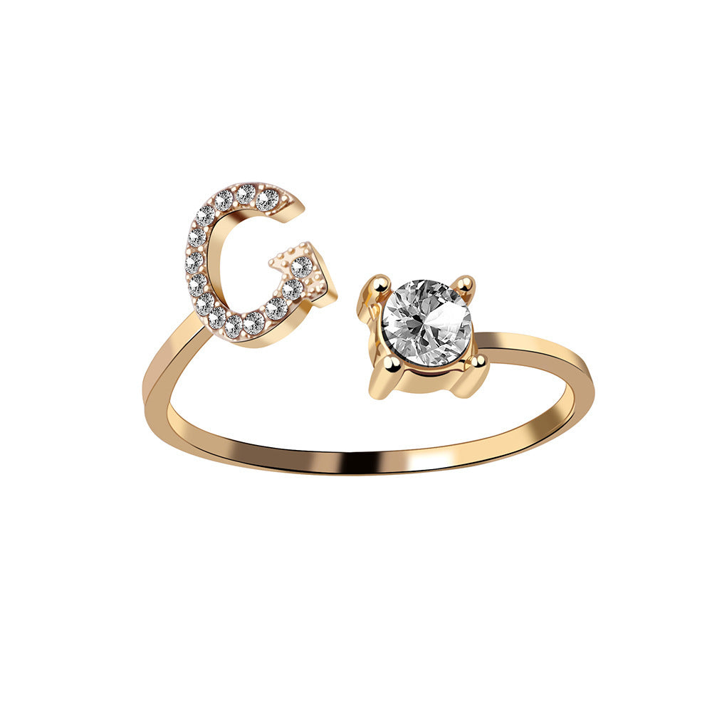💍Verstellbarer Initialen-Ring mit Zirkonia (A–Z)