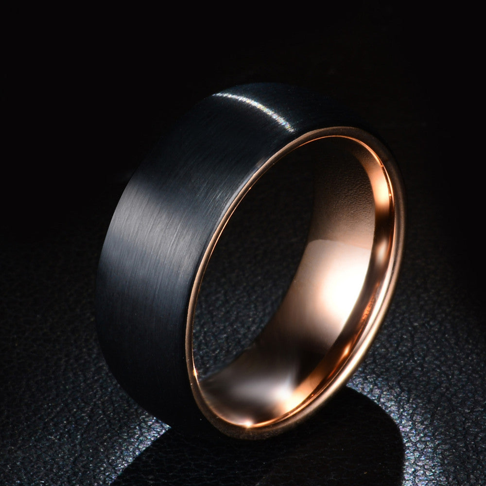 🖤Edelstahlring in Schwarz mit Roségold