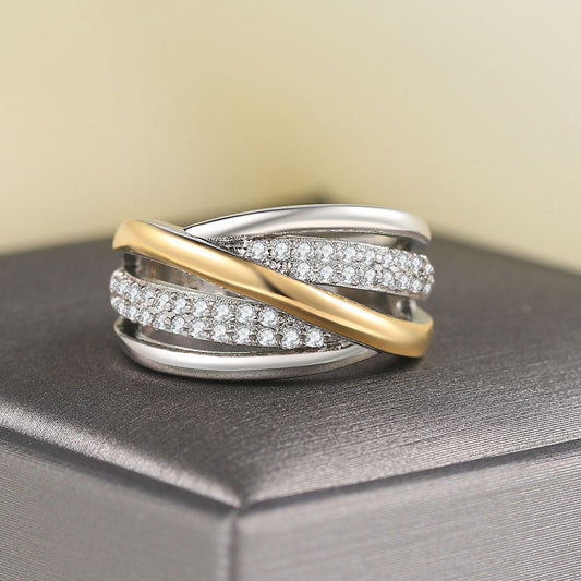 💫  Bicolor Ring mit Zirkonia & Glamour-Faktor