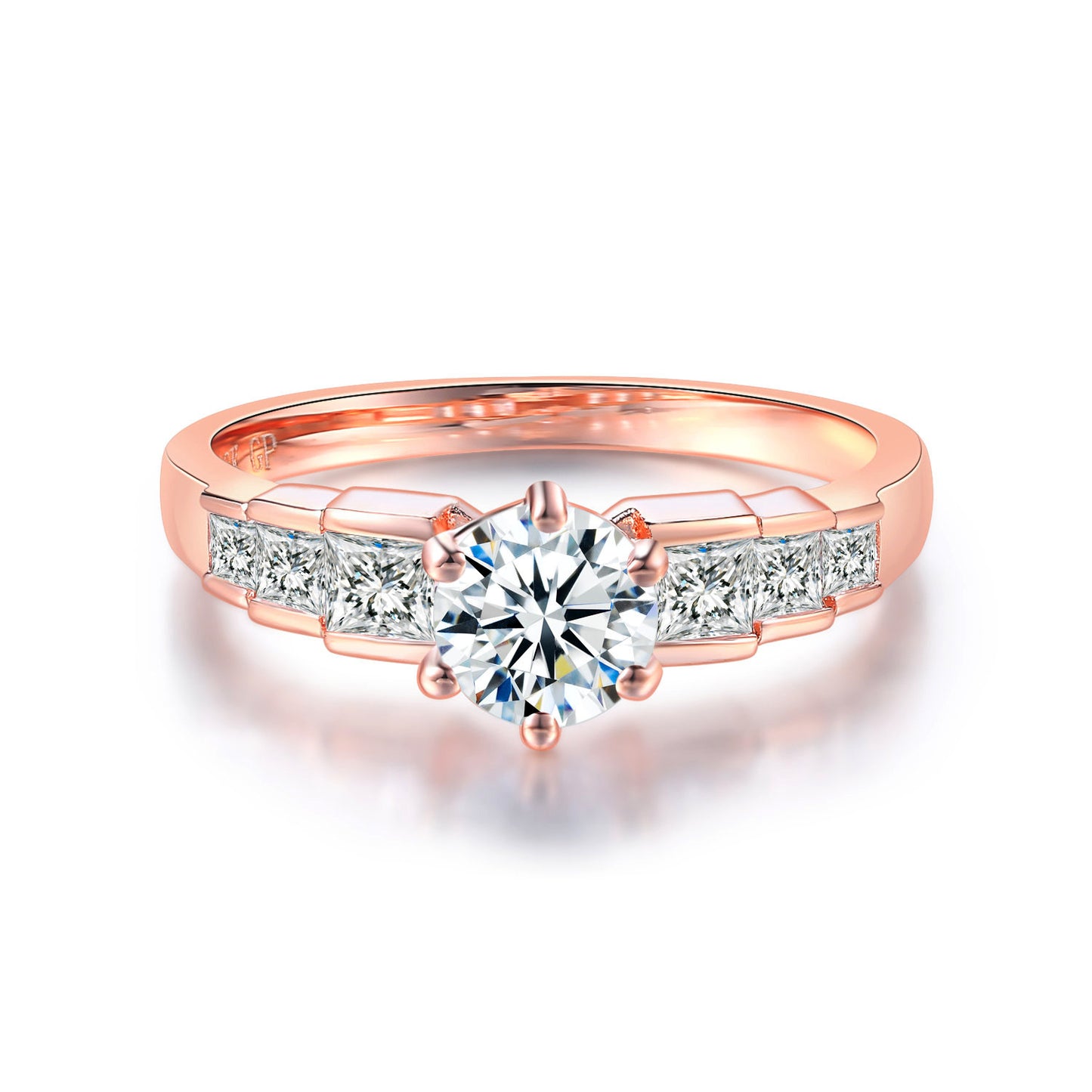Rosé-Goldring mit geometrischem Stein