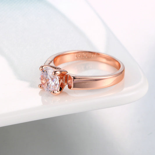 💍Rosévergoldeter Zirkonia-Ring im Solitär-Stil