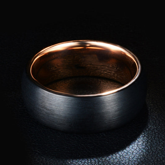 🖤Edelstahlring in Schwarz mit Roségold