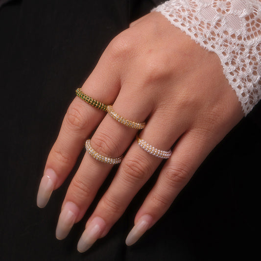 18K Gold-Optik Ring mit Perlendetail