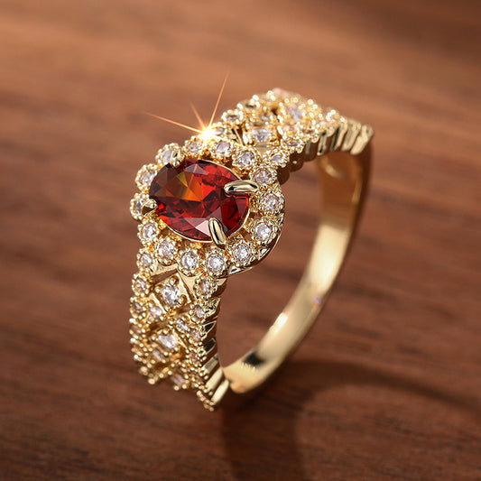 💍Eleganter Ring mit rotem Zirkonia